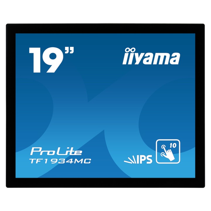 Monitor Touch Monitor IIYAMA TF1934MC-B7X 19 hüvelykes IPS LED panel, NYITOTT KERET, 1280x1024, 5:4, Projektív kapacitív 10 pontos érintés, 315cd/m2, 14ms, 1000:1, VGA, HDMI, Displayport, IP6TF34, IP6TF34 B7X