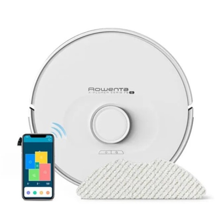 Rowenta X-Plorer S75 Animal Allergy RR8577WH Robotporszívó, Lézeres navigáció, Felmosó funkció, 120 perc, Fehér