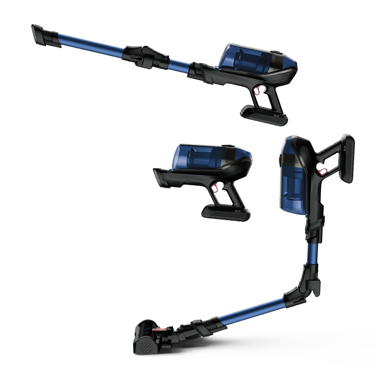 Pachet promo: Aspirator vertical Rowenta X-Force Flex 12.60 Aqua RH98C0WO, 320 W, 0.9 l, Autonomie 45 minute, mop Aqua, Albastru/Negru + Fier de calcat Tefal Ultragliss Plus FV6830E0, 2800W, talpa Durilium AirGlide, jet de abur 250 g/ min, functie Eco, albastru