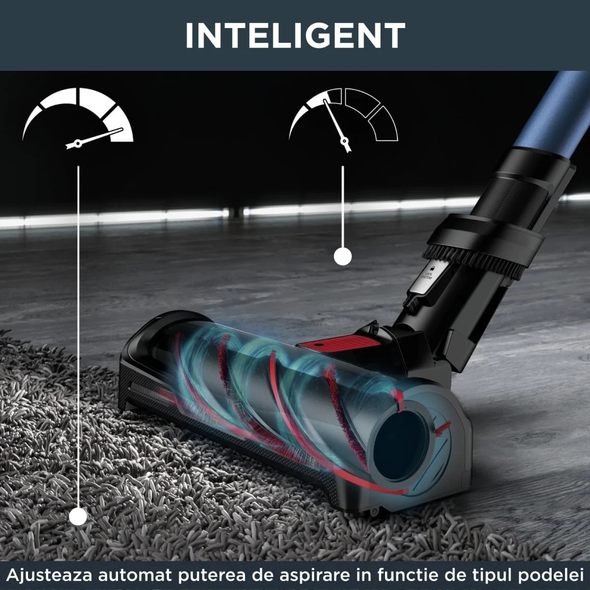 Pachet promo: Aspirator vertical Rowenta X-Force Flex 12.60 Aqua RH98C0WO, 320 W, 0.9 l, Autonomie 45 minute, mop Aqua, Albastru/Negru + Fier de calcat Tefal Ultragliss Plus FV6830E0, 2800W, talpa Durilium AirGlide, jet de abur 250 g/ min, functie Eco, albastru