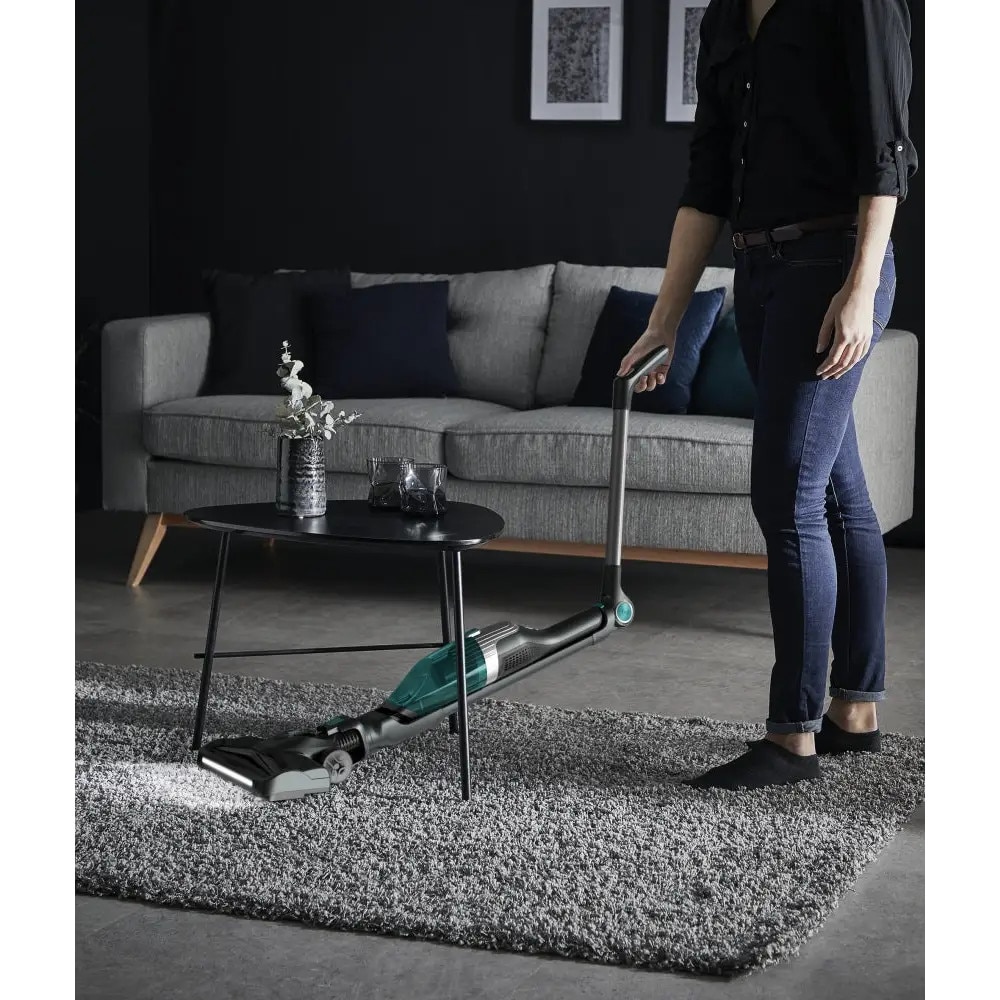 Aspirator vertical ROWENTA X-trem Compact 2 in 1 RH1239WO, Tehnologie Flex, 0.4 L, 16.8 V, Autonomie 40 min, Verde/Gri