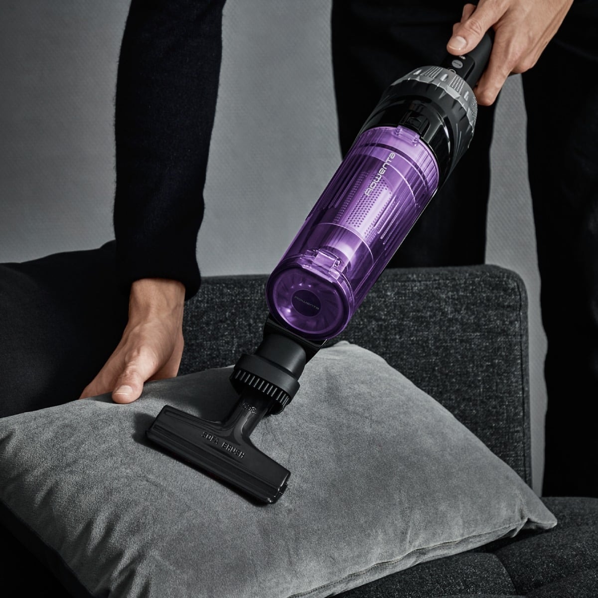 Aspirator vertical Rowenta X-Nano RH1129WO, 0.5l, 16.8V, Autonomie maxima 40 min, Negru-Mov
