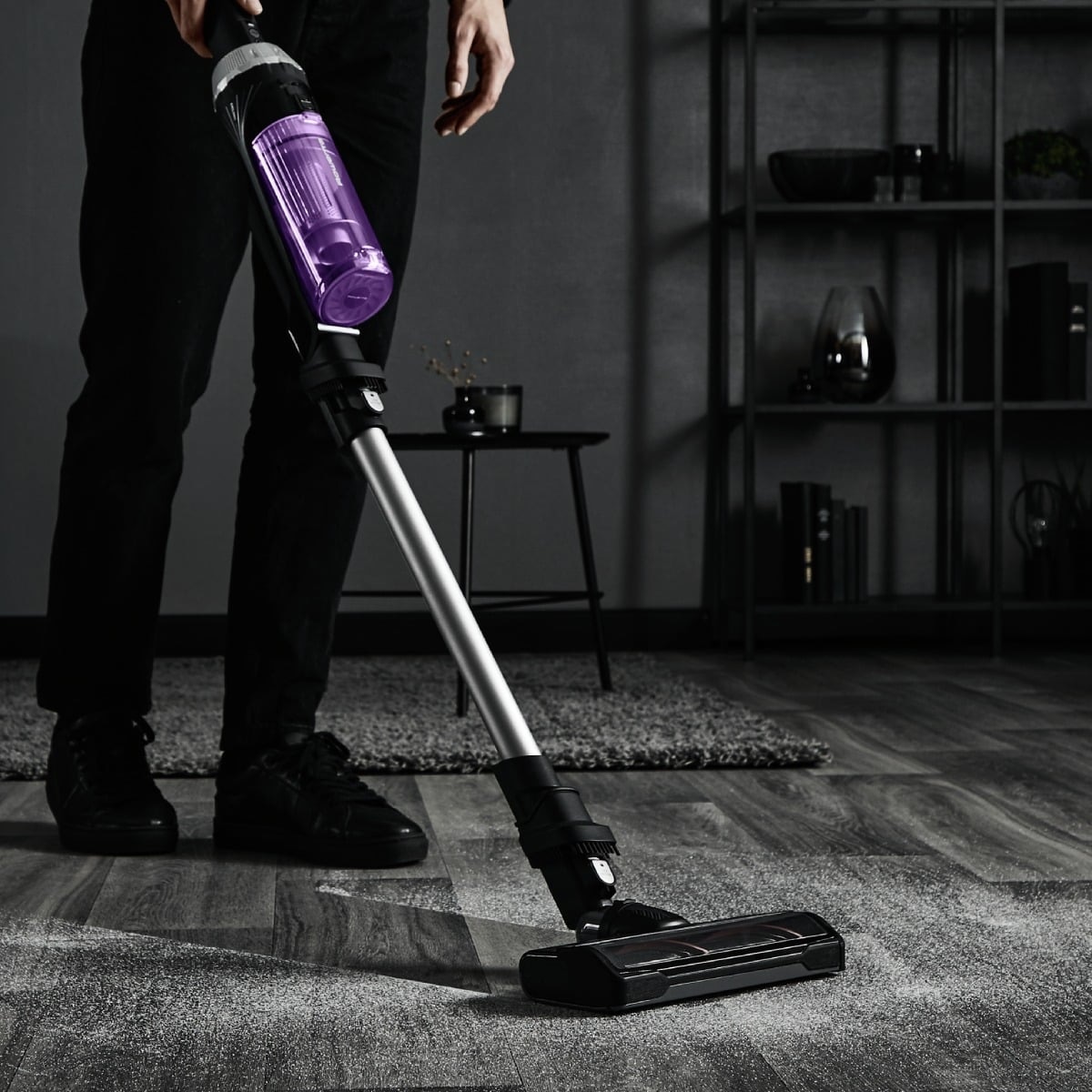 Aspirator vertical Rowenta X-Nano RH1129WO, 0.5l, 16.8V, Autonomie maxima 40 min, Negru-Mov
