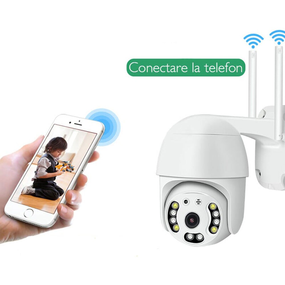 SIKS IP камера за наблюдение, безжична, 355°, 1080P, LED+IR, външна ...