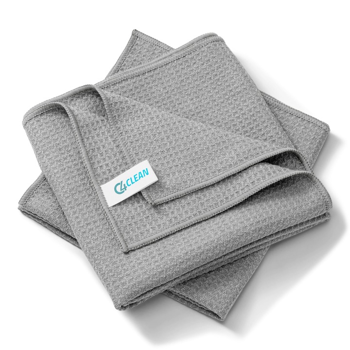 Set lavete universale, 4Clean, Poliester/Poliamida, 68 x 42 cm, 2 buc, Gri