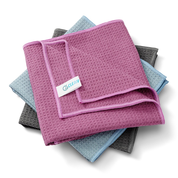 Set lavete universale, 4Clean, Microfibra/Poliester, 68 x 42 cm, 3 buc, Multicolor