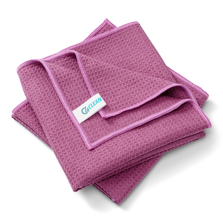 Set lavete universale, 4Clean, Microfibra/Poliester, 68 x 42 cm, 2 buc, Lila