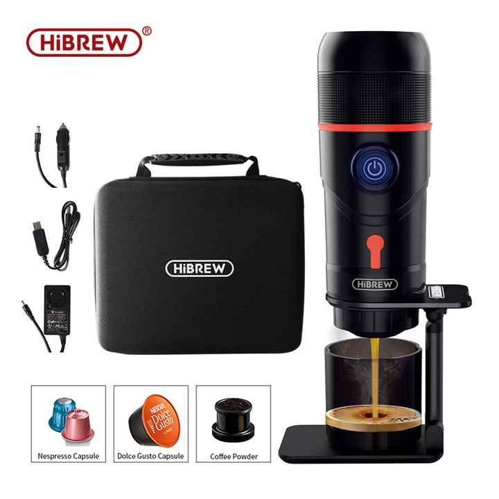 3 az 1-ben hordozható HiBREW H4-premium kávéfőző, adapterrel és tokkal, 15bar, 80W, 60ml