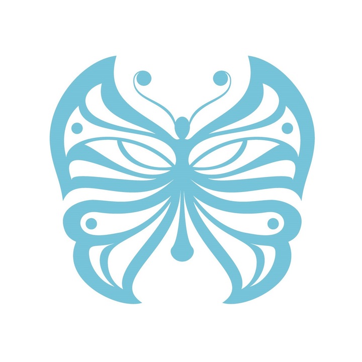 Autocolant de perete, Fluture, 11481St, Albastru, 60 x 55 cm