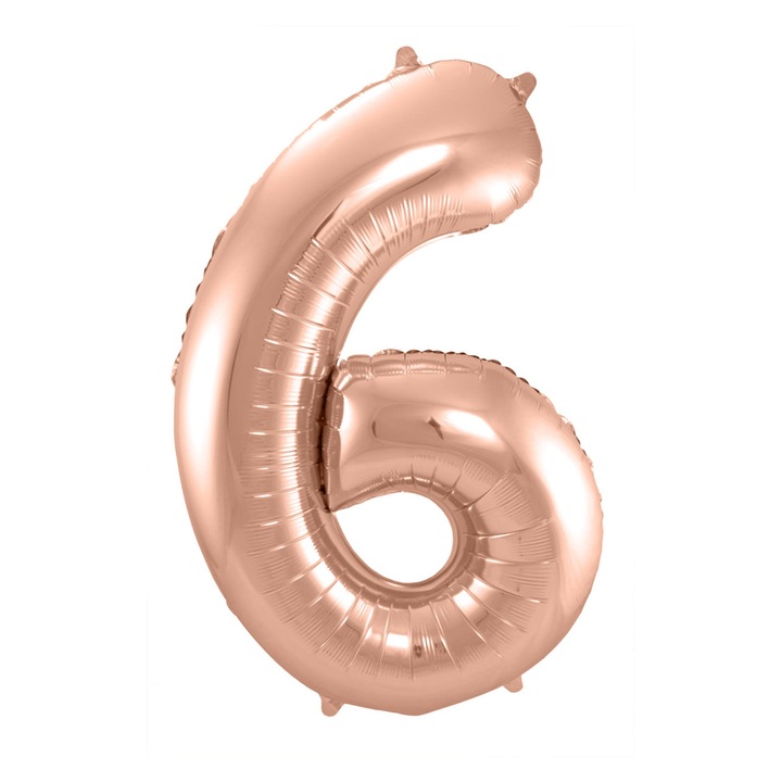 Balon din folie metalizata cifra 6, Rose Gold, 100 cm