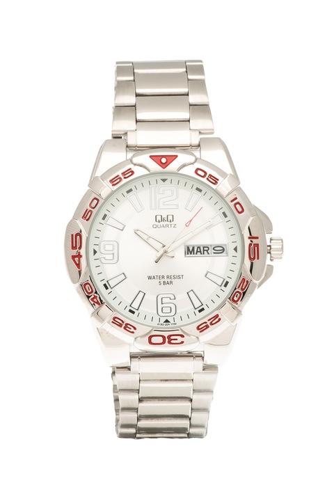 Q&Q, Fémszíjas analóg karóra 3 mutatóval, Ezüstszín