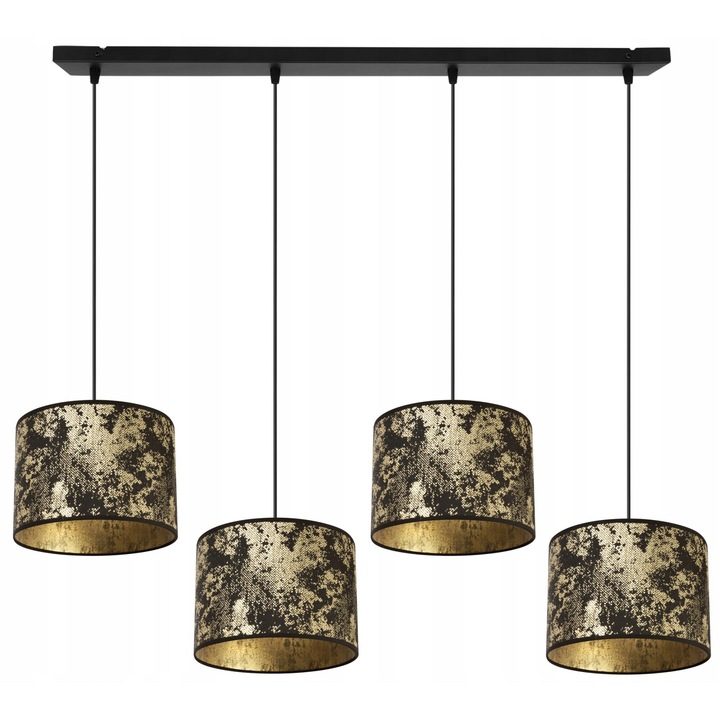 Lustra cu 4 pendule, Light Home, WERONA, Desing moderne, E27, Numarul de puncte luminoase 4, Iluminat interior, Latime 20 cm, Lungime 100 cm, Tesatura, Negru/Galben