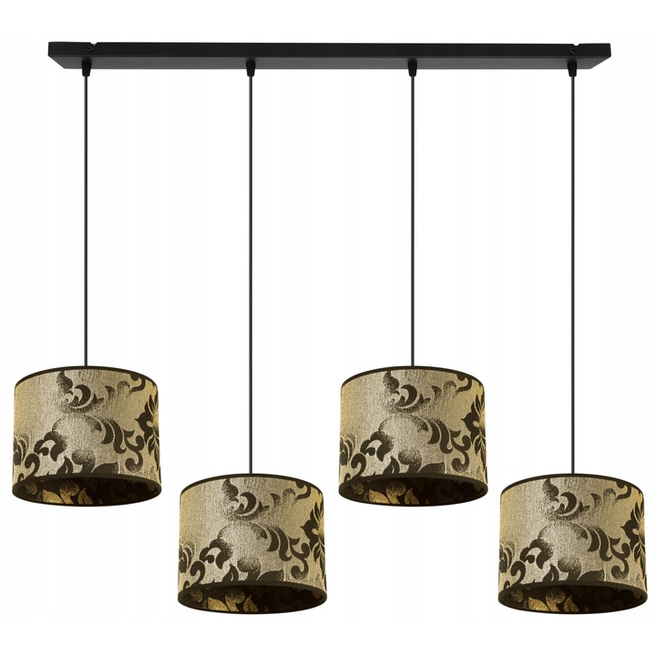 Lustra cu 4 pendule, Light Home, WERONA, Desing moderne, E27, Numarul de puncte luminoase 4, Iluminat interior, Latime 20 cm, Lungime 100 cm cm, Material tesatura, Negru/Galben