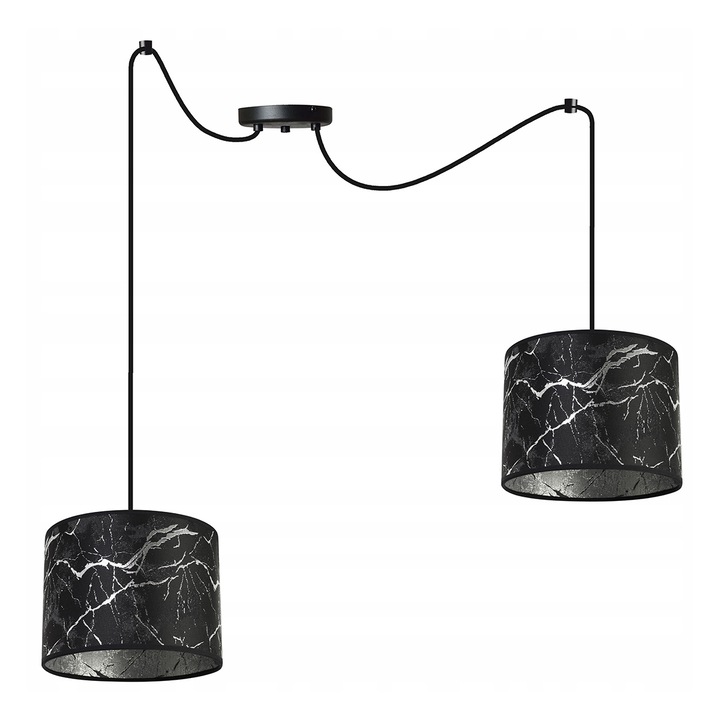 Lustra spider, Light Home, Werona, 2 puncte de lumina, E27, 230V, 60W, 200x20cm, Clasa A, LED, Metal, Argintiu/Negru