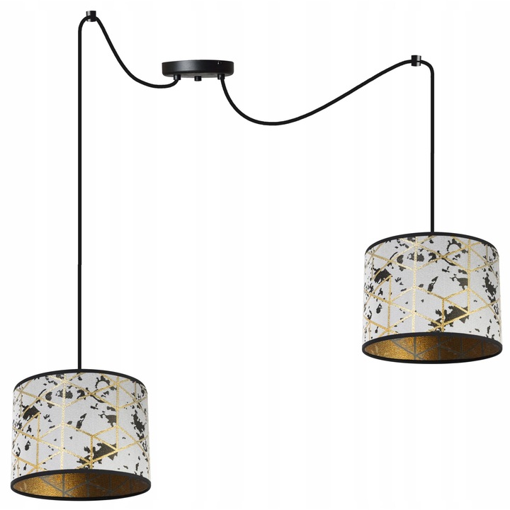 Lustra spider, Light Home, Werona, 2 puncte de lumina, E27, 230V, 60W, 200x20cm, Clasa A, LED, Metal, Alb/Auriu