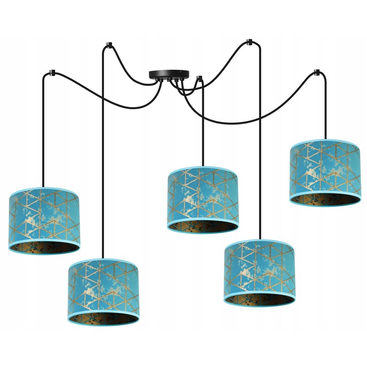 Lustra spider, Light Home, WERONA_2404/20/5P, 5 brate reglabile, Culoare abajur Alabastru/Auriu