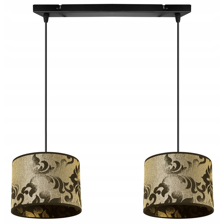 Lustra cu 2 pendule, Light Home, WERONA, Desing moderne, E27, Numarul de puncte luminoase 2, Iluminat interior, Latime 20 cm, Lungime 60 cm, Material tesatura, Negru/Galben