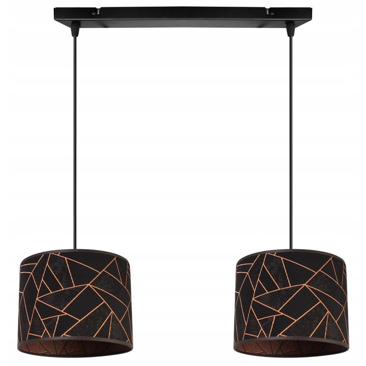 Lustra cu 2 pendule, Light Home, WERONA, Desing moderne, E27, Numarul de puncte luminoase 2, Iluminat interior, Latime 20 cm, Lungime 60 cm, Material tesatura, Negru/Cupru