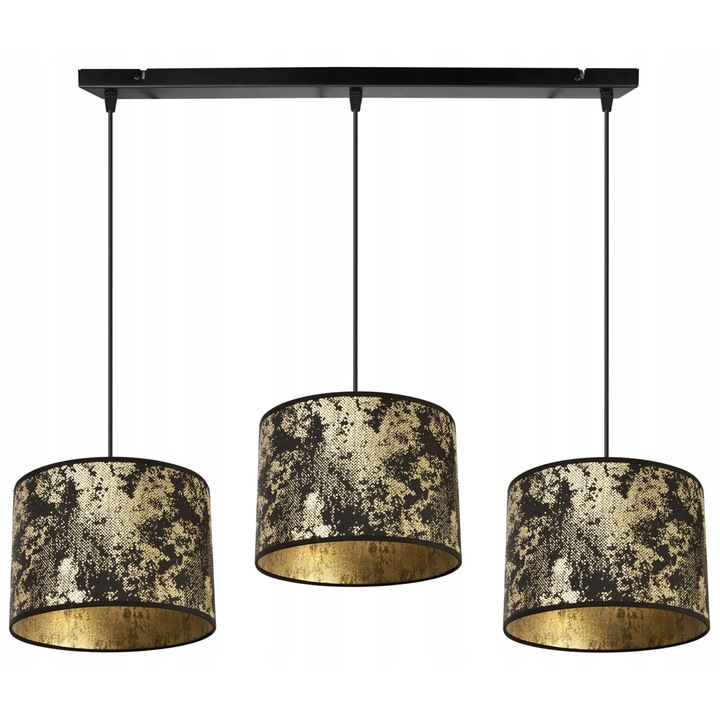 Lustra cu 3 pendule, Light Home, WERONA, Desing moderne, E27, Numarul de puncte luminoase 3, Iluminat interior, Latime 20 cm, Lungime 80, Material tesatura, Negru