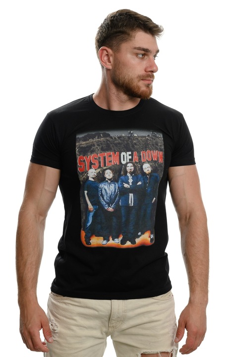 Férfi póló Printex, SYSTEM OF A DOWN, Zenei zenekarok, Digitális nyomtatás, Fekete