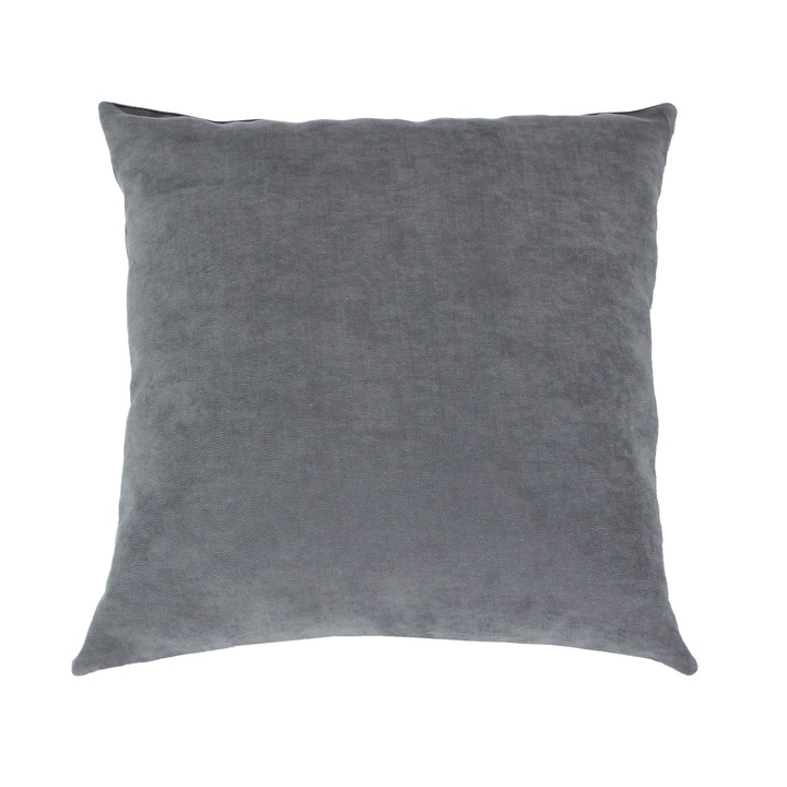 Perna decor Hazan 69, culoare gri, fabricat din poliester plus fibra poliester siliconizata, dimensiuni 43 x 43 cm