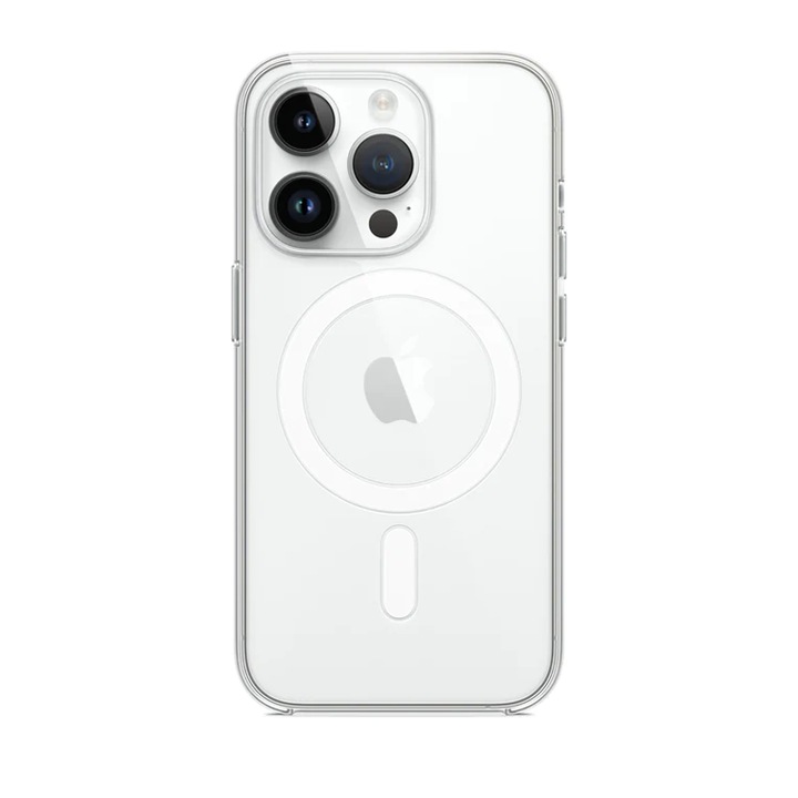Протектор за Apple iPhone 14 Pro Max, Силиконов TPU, С магнит за безжично зарядно устройство, Прозрачен