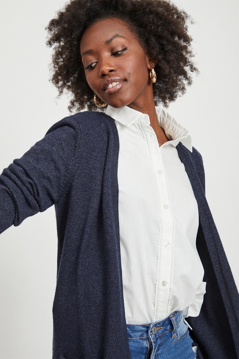 Vila, Cardigan tricotat fin fara inchidere, Bleumarin