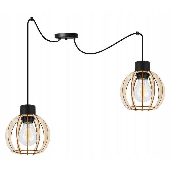 Lustra moderna, spider 2 brate, Lemn/Metal, 200 cm