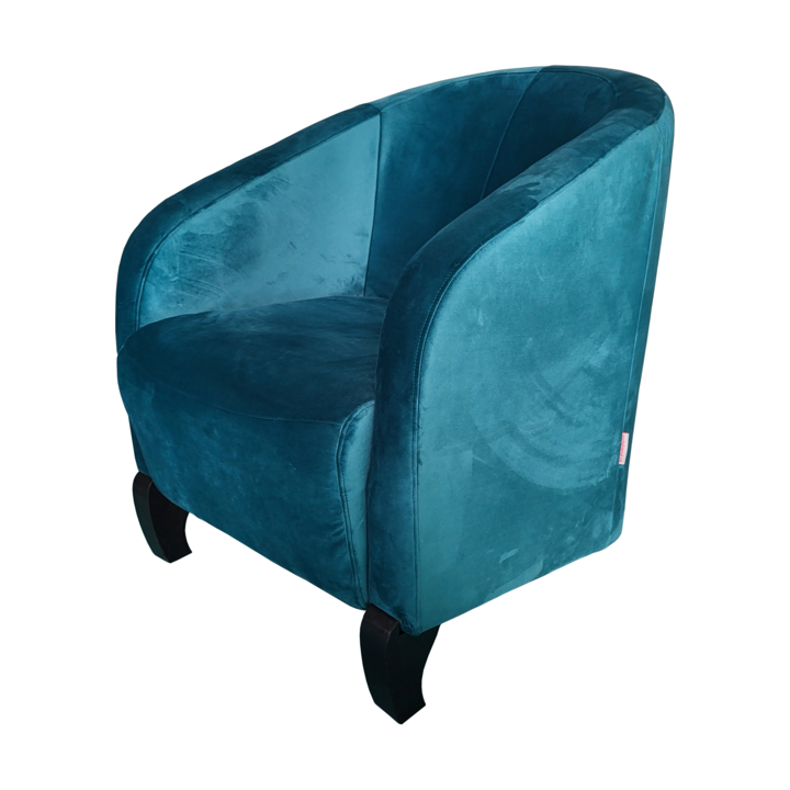 Fotoliu Genius, catifea turcoaz, picior negru, 65x70x77