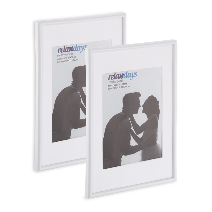 Set 2 rame pentru fotografii 20x30 cm, alb, Relaxdays