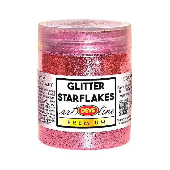 Pigment glitter starflakes metalic vision, DEVE, 50gr sclipici roz pentru rasina epoxidica, lac de unghii sau vopsea decorativa