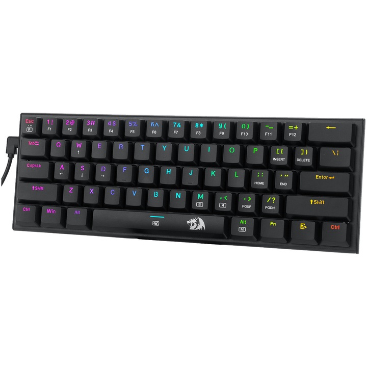 Геймърска клавиатура Redragon Anvia TKL K614 RGB, Механична, Low profile red switches, USB тип-C