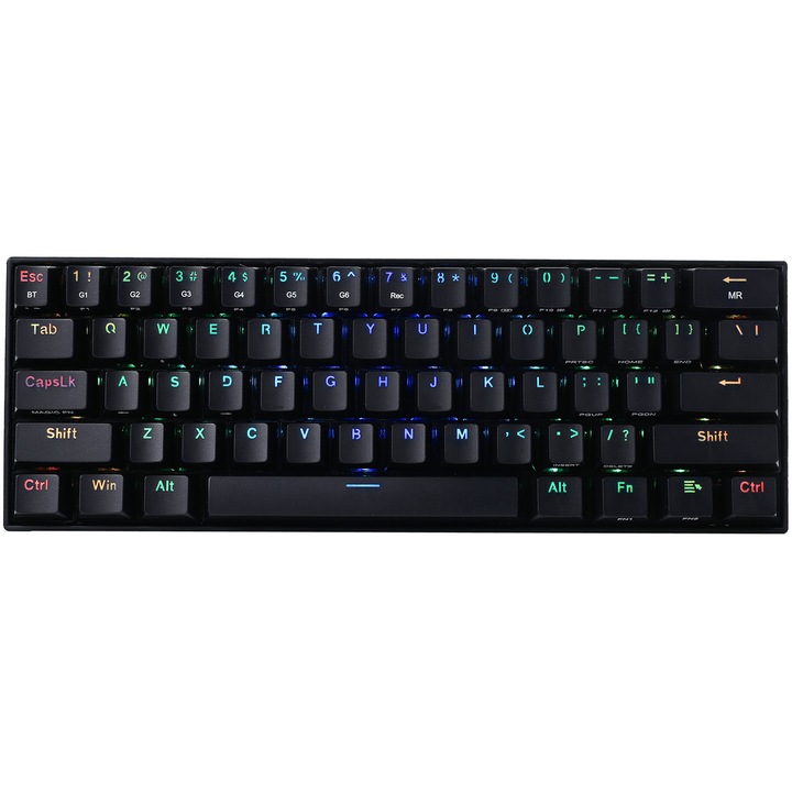 Tastatura mecanica gaming Redragon Draconic TKL PRO K530 RGB, brown switches, 5.0 bluetooth/2.4 Ghz/wired, USB type-C