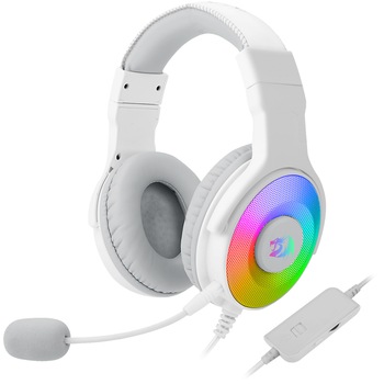 Casti gaming Redragon Pandora H350W RGB, multiplatform, 2 x 3.5 mm + USB, alb