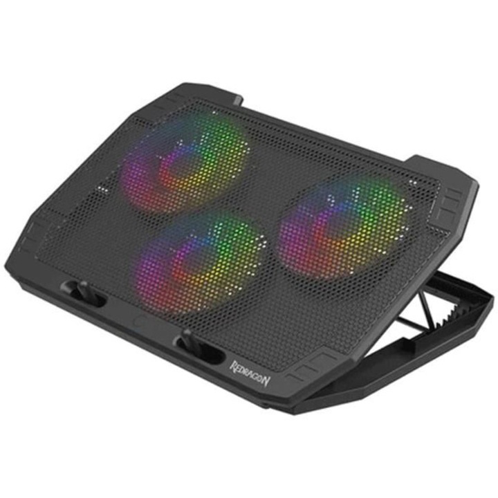 Cooler laptop Redragon Ingrid GCP511 RGB, buton pentru controlul ventilatorului, 2 x USB Port