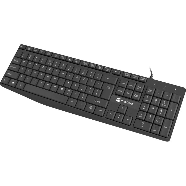 Natec Nautilus Keyboard Black US, 254118, Billentyűzet