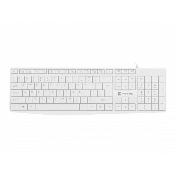 Natec Nautilus Keyboard White US, 254119, Billentyűzet