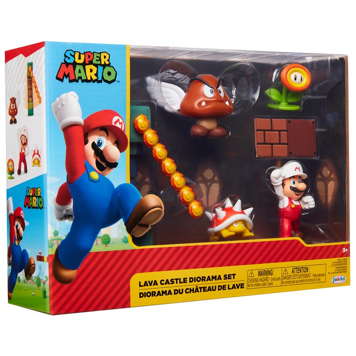 Nintendo Super Mario játékkészlet - Diorama készlet: Lávavár, figurával, 6 cm