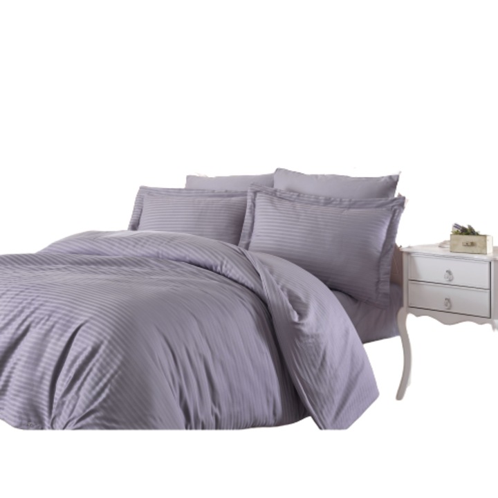 Спално бельо Caressa Grey за 2 лица памучна материя цвят сив 4 бр