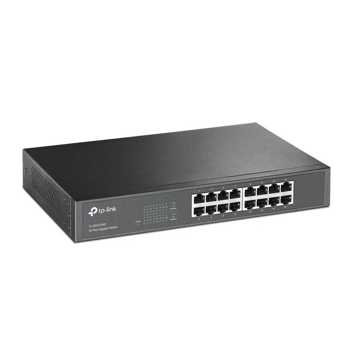 Switch 16-Port-uri, TP-link, TL-SG1016D, Plug-And-Play, Tehnologie Ecologica, Capacitate De Switching De 32Gbps, 294x180x44 mm