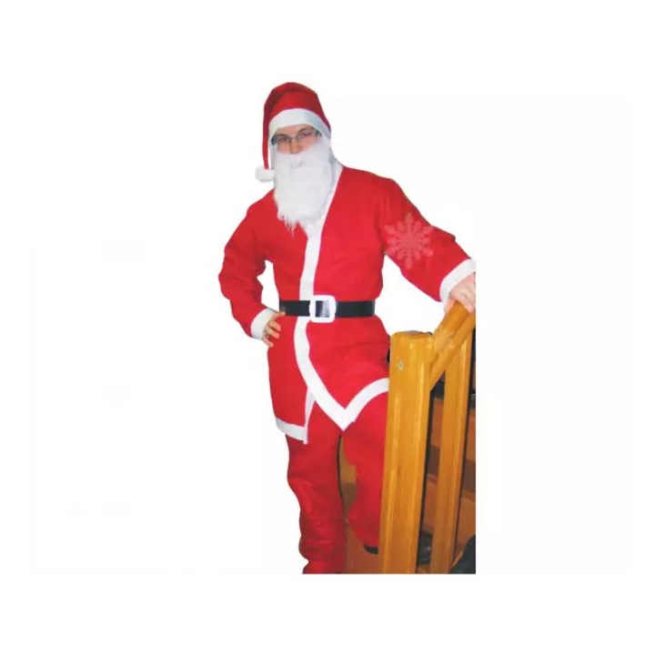 Costum Mos Craciun pentru adulti, 5 piese, marime universala, rosu