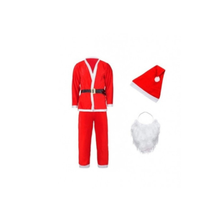 Костюм на Дядо Коледа за възрастни 5 части универсален размер червен