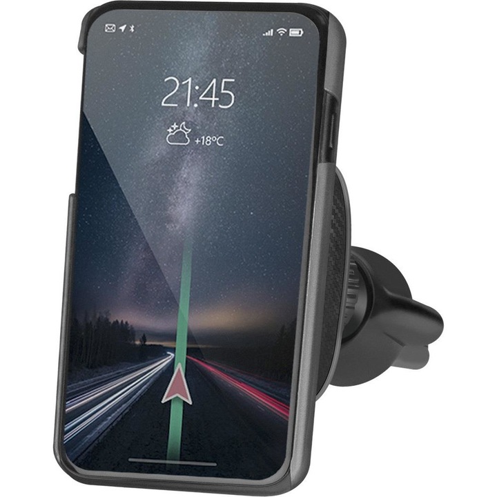 Autós telefontartó, Defender, Műanyag, Mágneses, Fekete