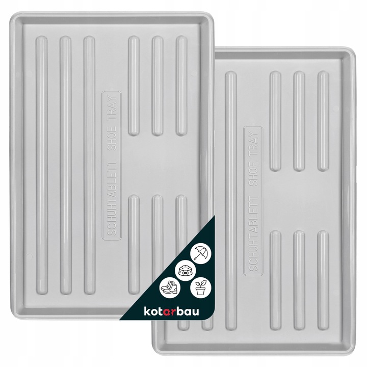 Set 2 tavi pentru pantofi, Kotarbau, Plastic, Impermeabile, 60x40 cm, Gri