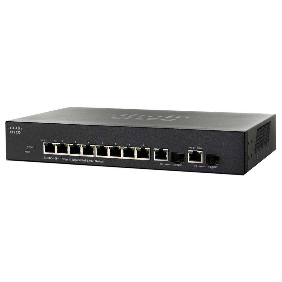 Switch Cisco SG200-10FP, 10 x 10/100/1000 Mbps, Gigabit, PoE