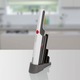 Aspirator de mana Proficare, PC-AKS 3102, fara fir, ideal pentru masina si casa, 2 trepte putere, indicator luminos multifunctional, fara sac, filtru HEPA, operare usoara, statie de incarcare 3in1, 4 accesorii, alb/gri