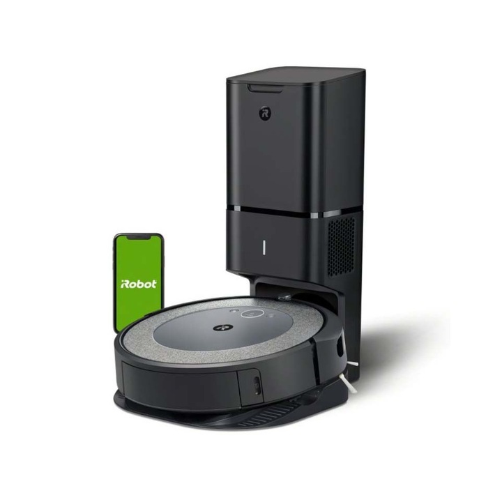iRobot Roomba i5658 robotporszívó, ürítő állomás, automatikus portartály-ürítés, 0.4L portartály, 1.7L állomás tartály, hangvezérlés, alkalmazás vezérlés, Fekete/Szürke