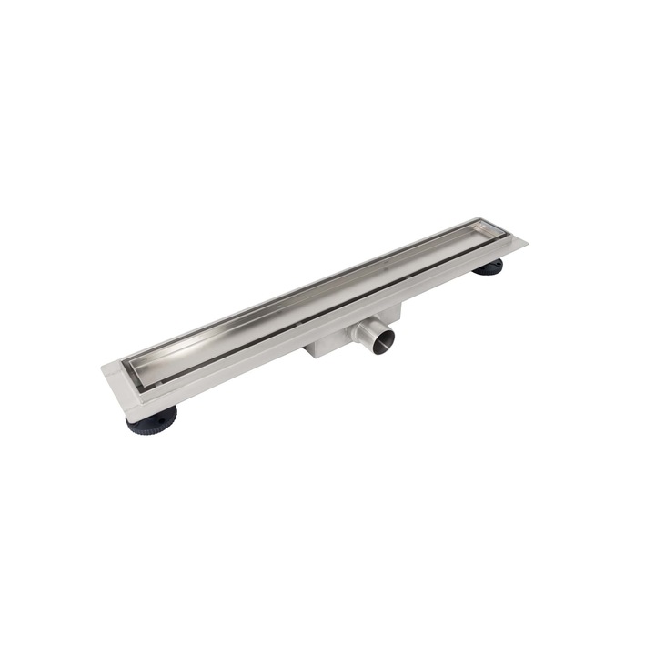 Zuhanyfolyosó, Balneo, Duplex Standard, 90 cm-es króm rozsdamentes acél szálcsiszolt acél kétoldalas panel tányér beépítési lehetőséggel, megnövelt ülepítő tartály, komplett szerelőkészlet, csökkentett beépítés 52 mm, szifon hatásfok 49 L/perc