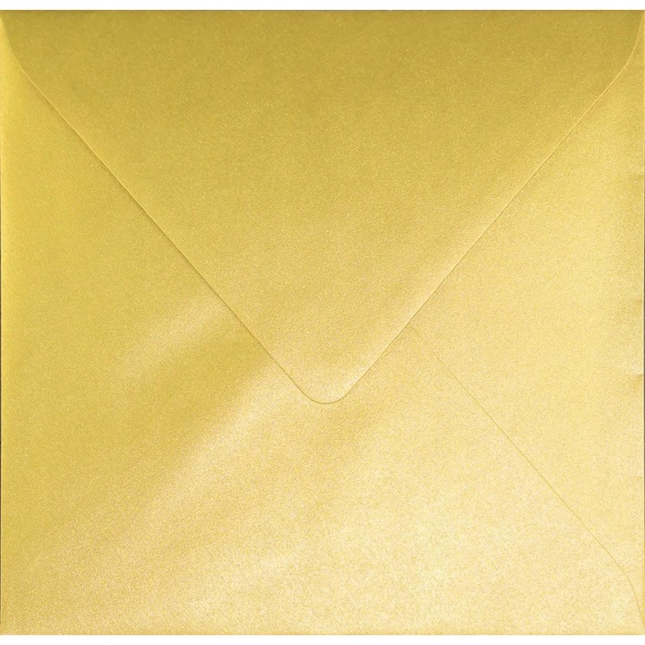 25 db K4 fémezett négyzet alakú dekoratív boríték készlet, 15,5x15,5 Sirio Pearl Aurum arany, 110g
