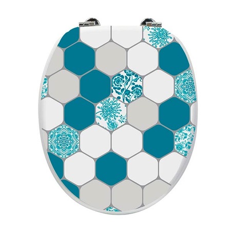 Capac wc, Frandis, cu balamale inox, inchidere standard, MDF, 38x44 cm, model Mosaique